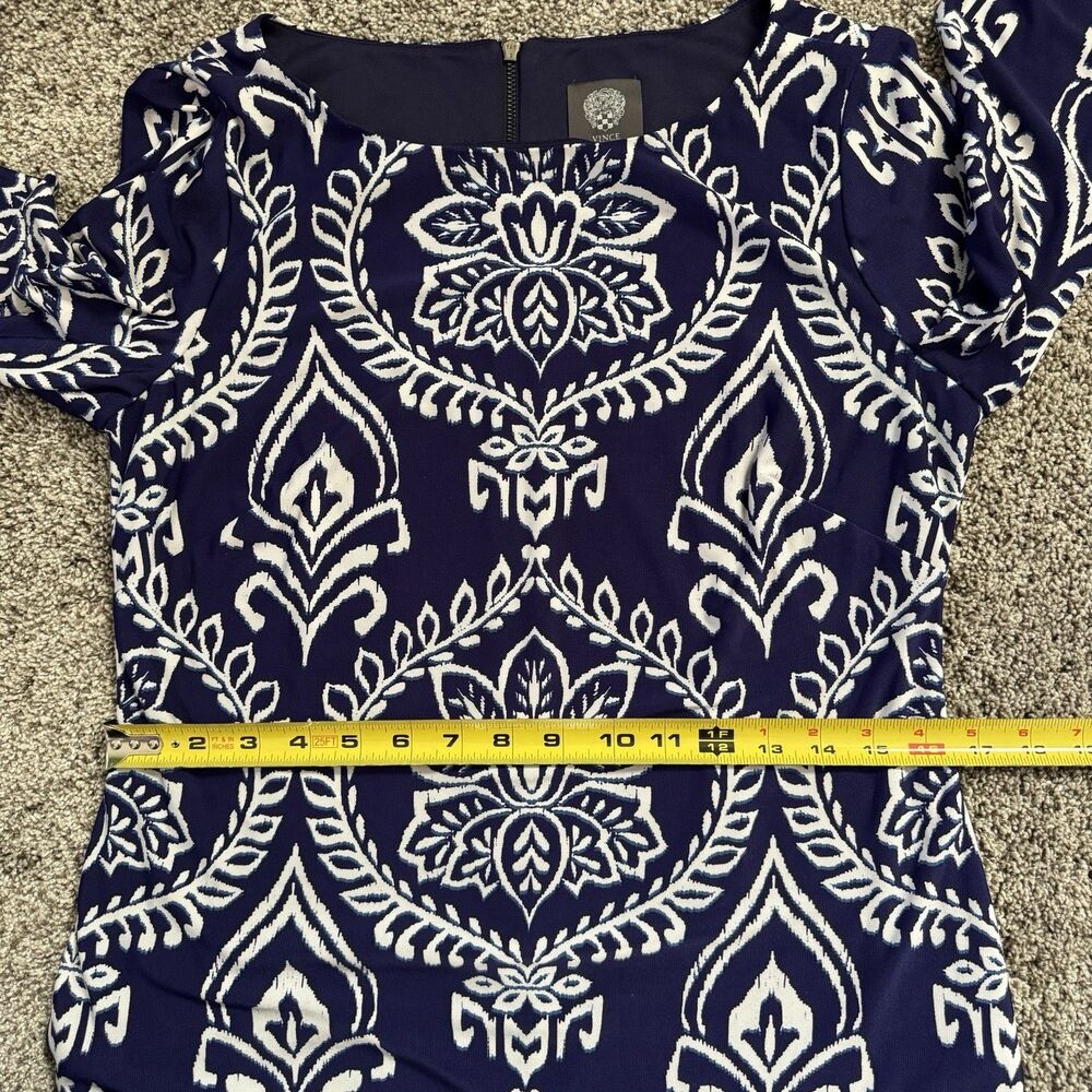 Vince Camuto Blue Neon Paisley Floral Shift Dress 3/4 Sleeve Women’s Size 8 - Picture 7 of 10